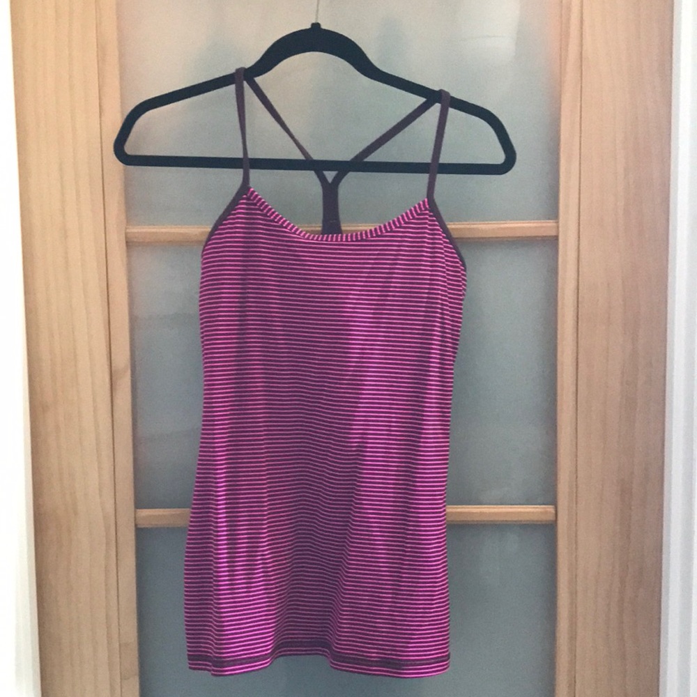 Hot pink/ purple lulu lemon active top with built in sports bra